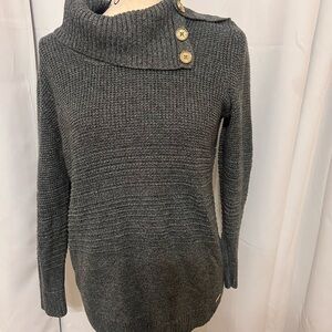 Calvin Klein Charcoal Cowl Neck Sweater with Button Accents